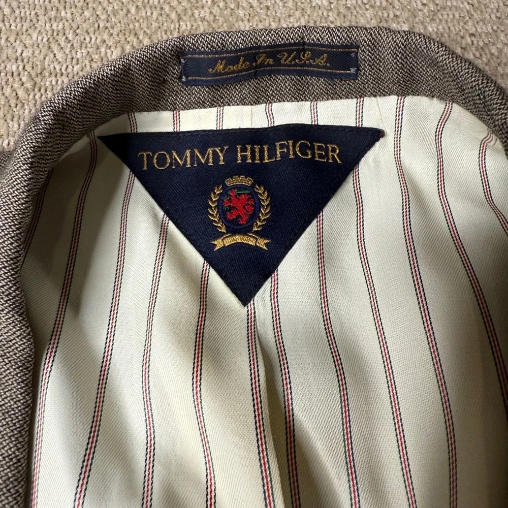 Tommy Hilfiger Blazer Sport‎ Coat Herringbone Classic Fit Made in USA 44L